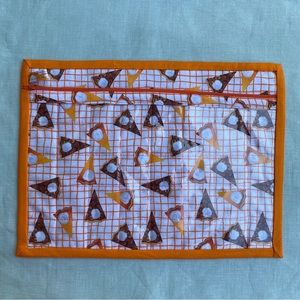 14” x 10.5” Pecan Sweet Potato Pie fabric cross stitch vinyl front project bag